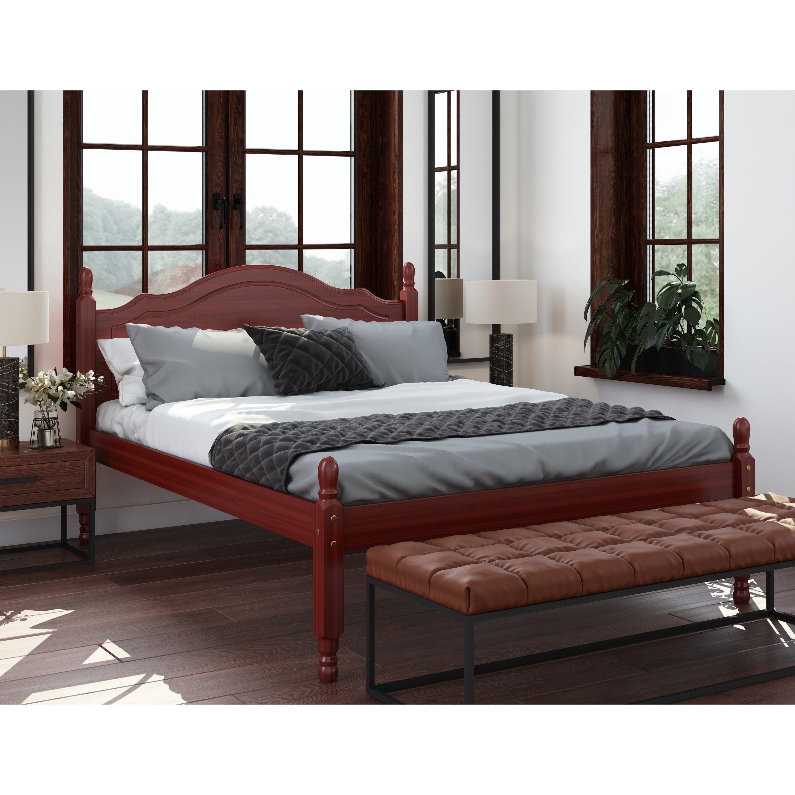 Reston Panel Headboard Platform Solid Wood Full Bed By Palace Imports