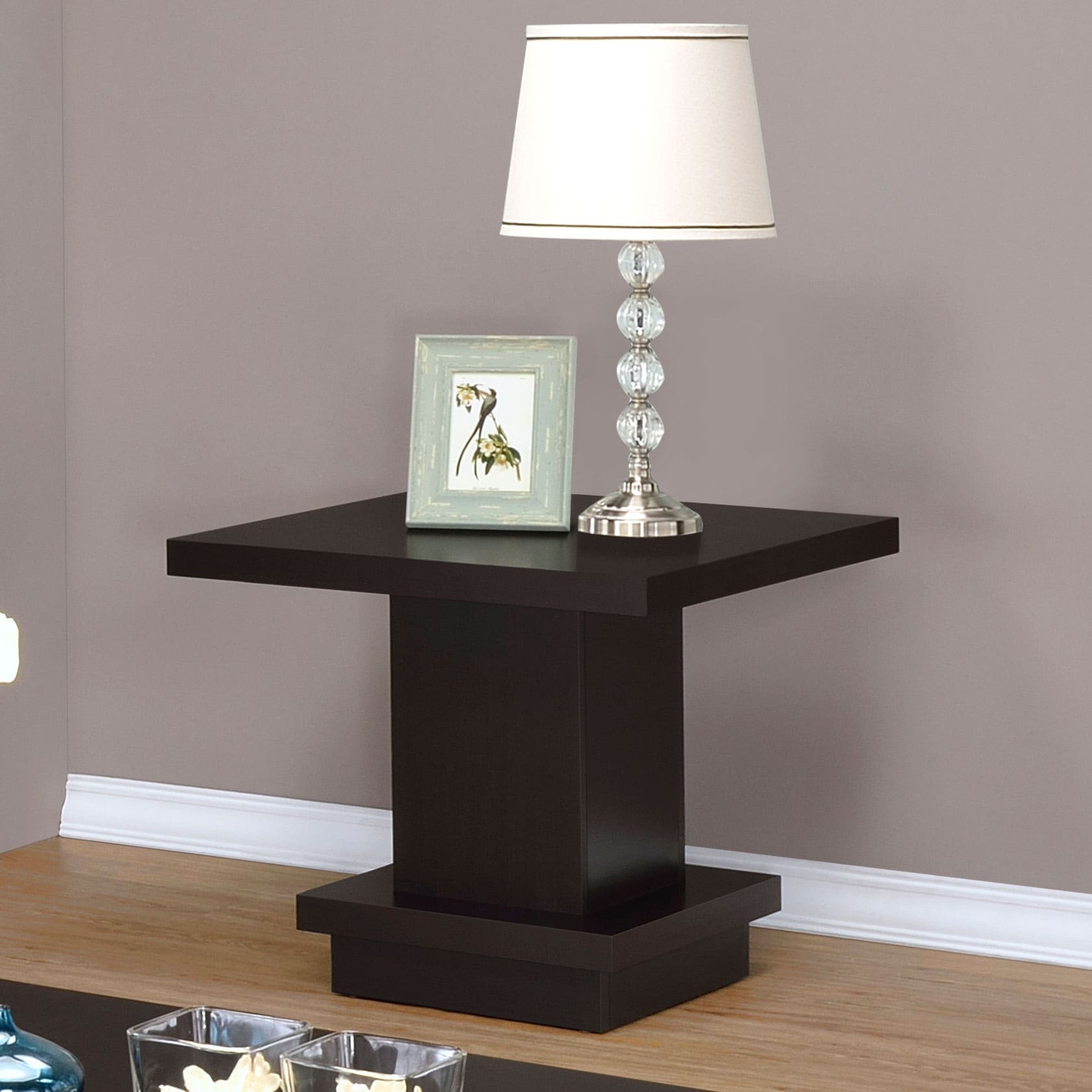 Cappuccino Wood Top Side Table
