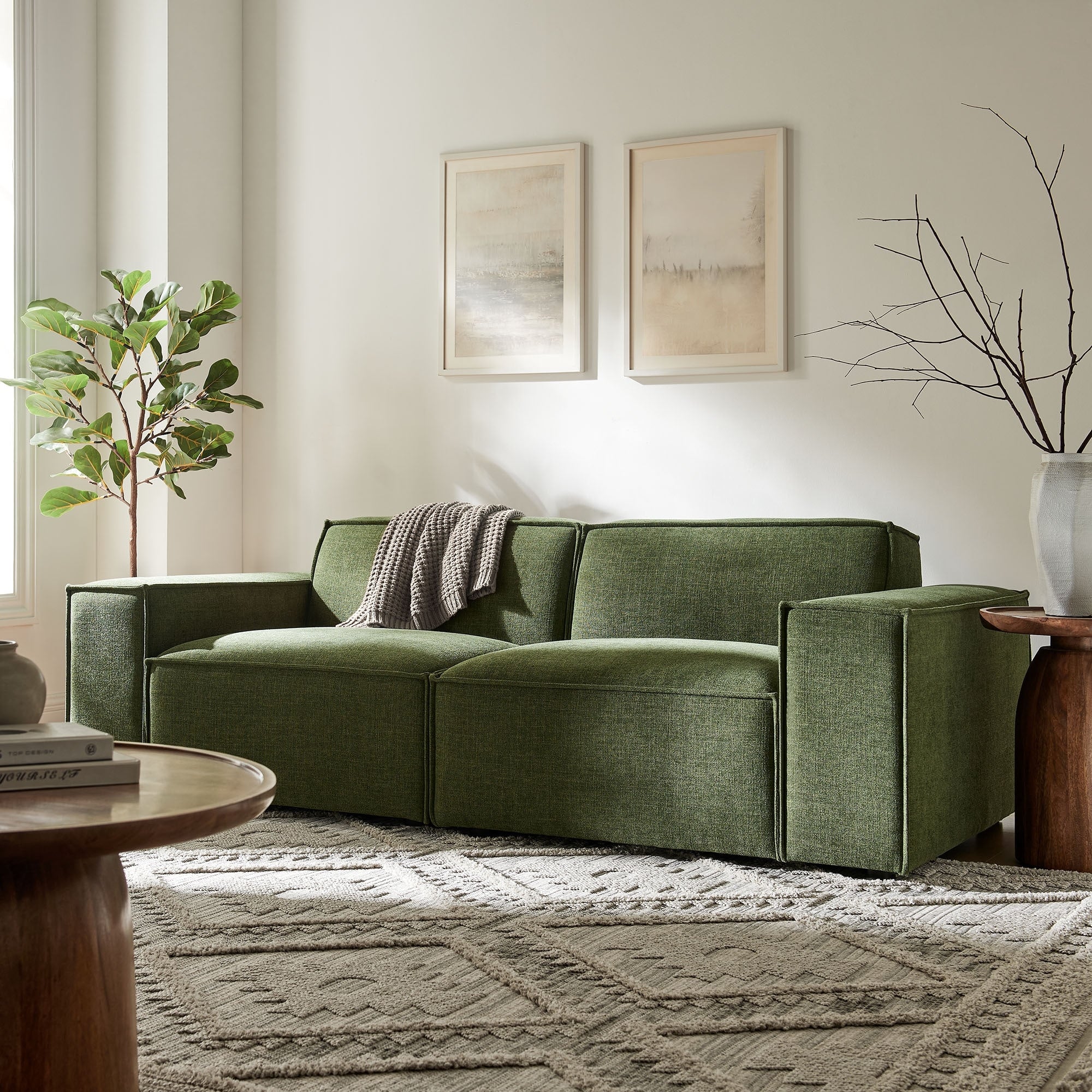 Restore 2 Piece Performance Fabric Upholstered Modular Loveseat