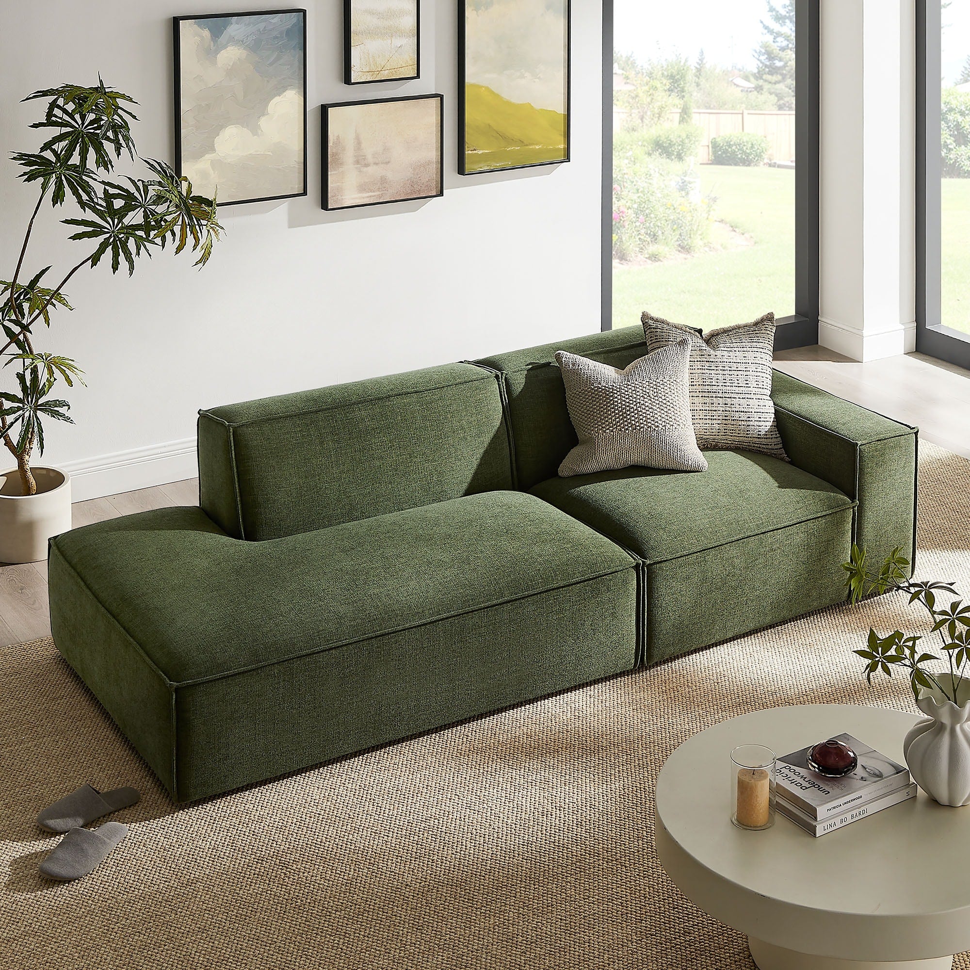 Restore 2 Piece Performance Fabric Upholstered Modular Loveseat