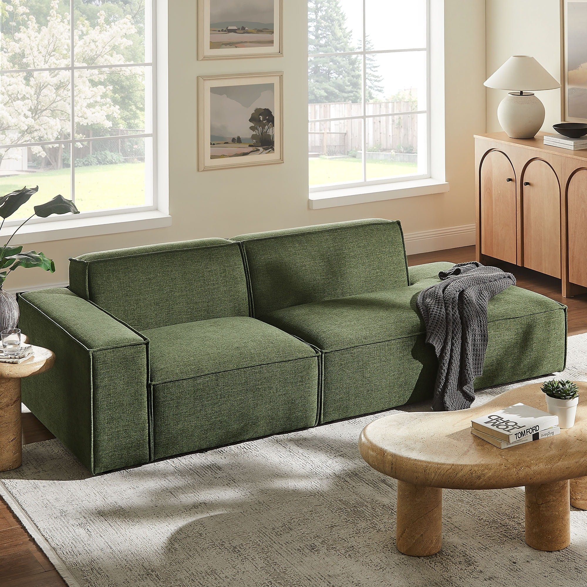 Restore 2 Piece Performance Fabric Upholstered Modular Loveseat