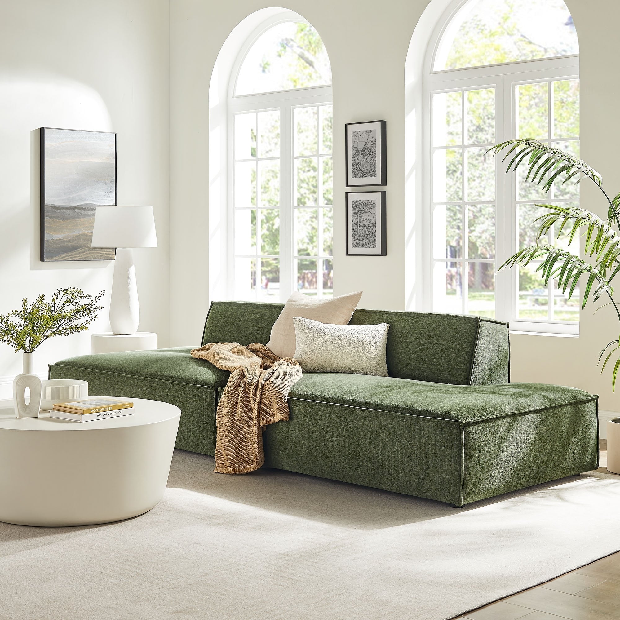 Restore 2 Piece Performance Fabric Upholstered Modular Loveseat