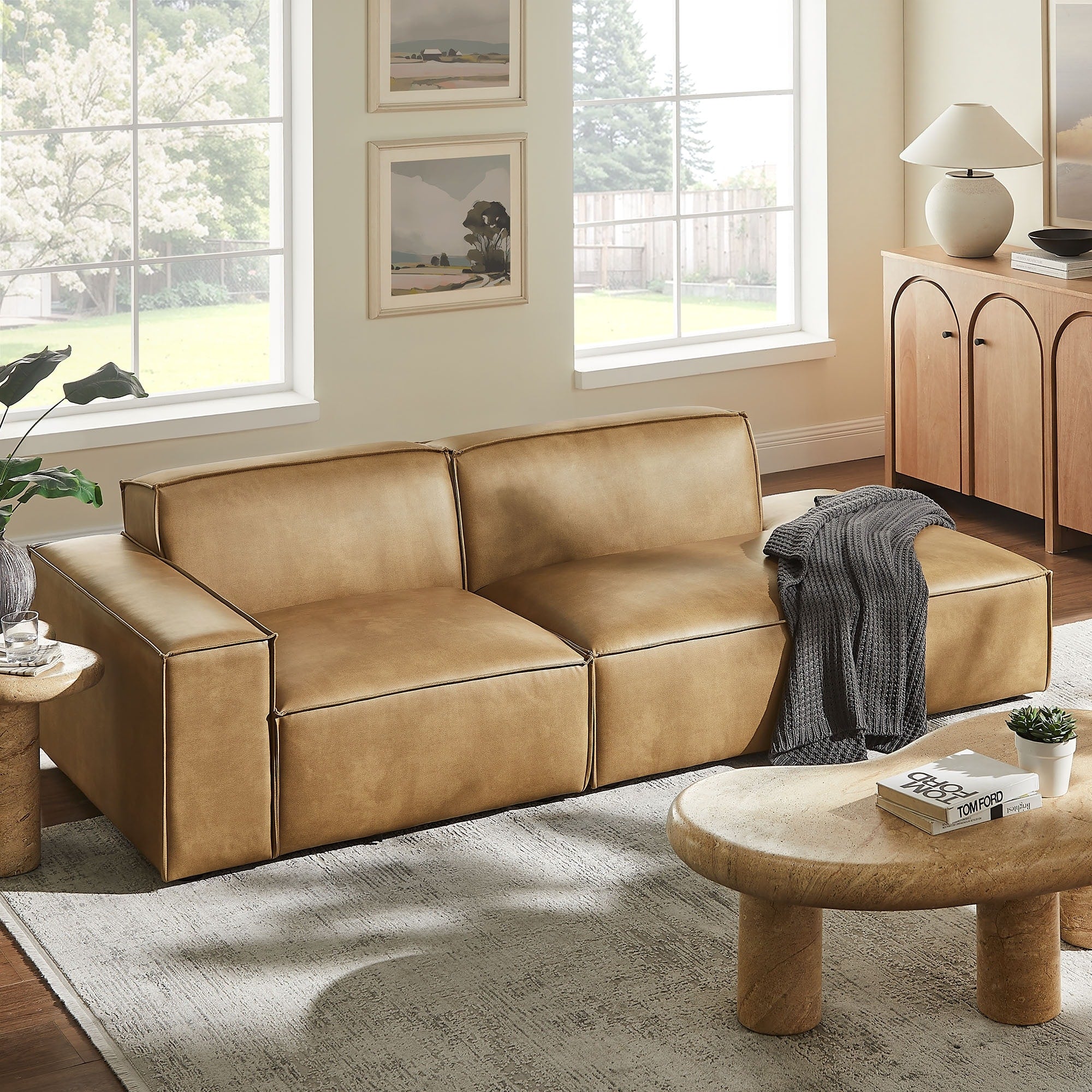 Restore 2 Piece Vegan Leather Modular Loveseat