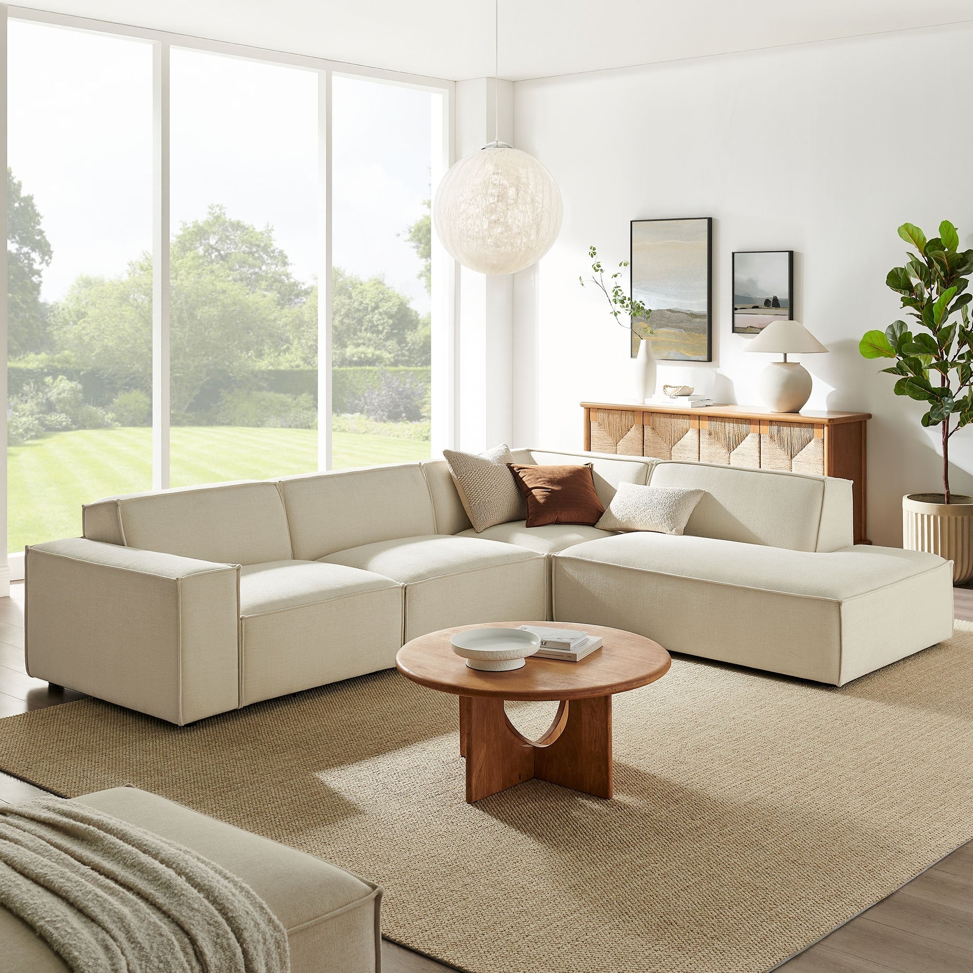 Restore 4 Piece Performance Fabric Upholstered Modular L Shaped Sofa