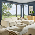 Restore 4 Piece Performance Fabric Upholstered Modular Sofa Set With Ottoman