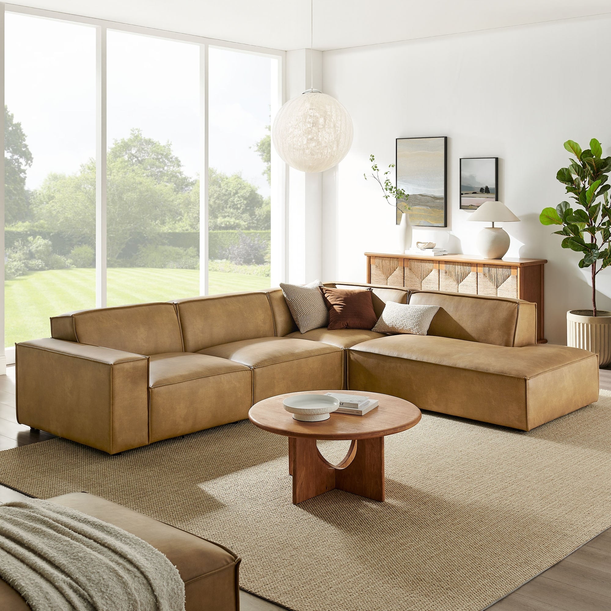 Restore 4 Piece Vegan Leather Modular L Shaped Sofa