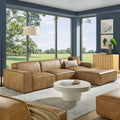 Restore 4 Piece Vegan Leather Modular Sofa Set With Ottoman