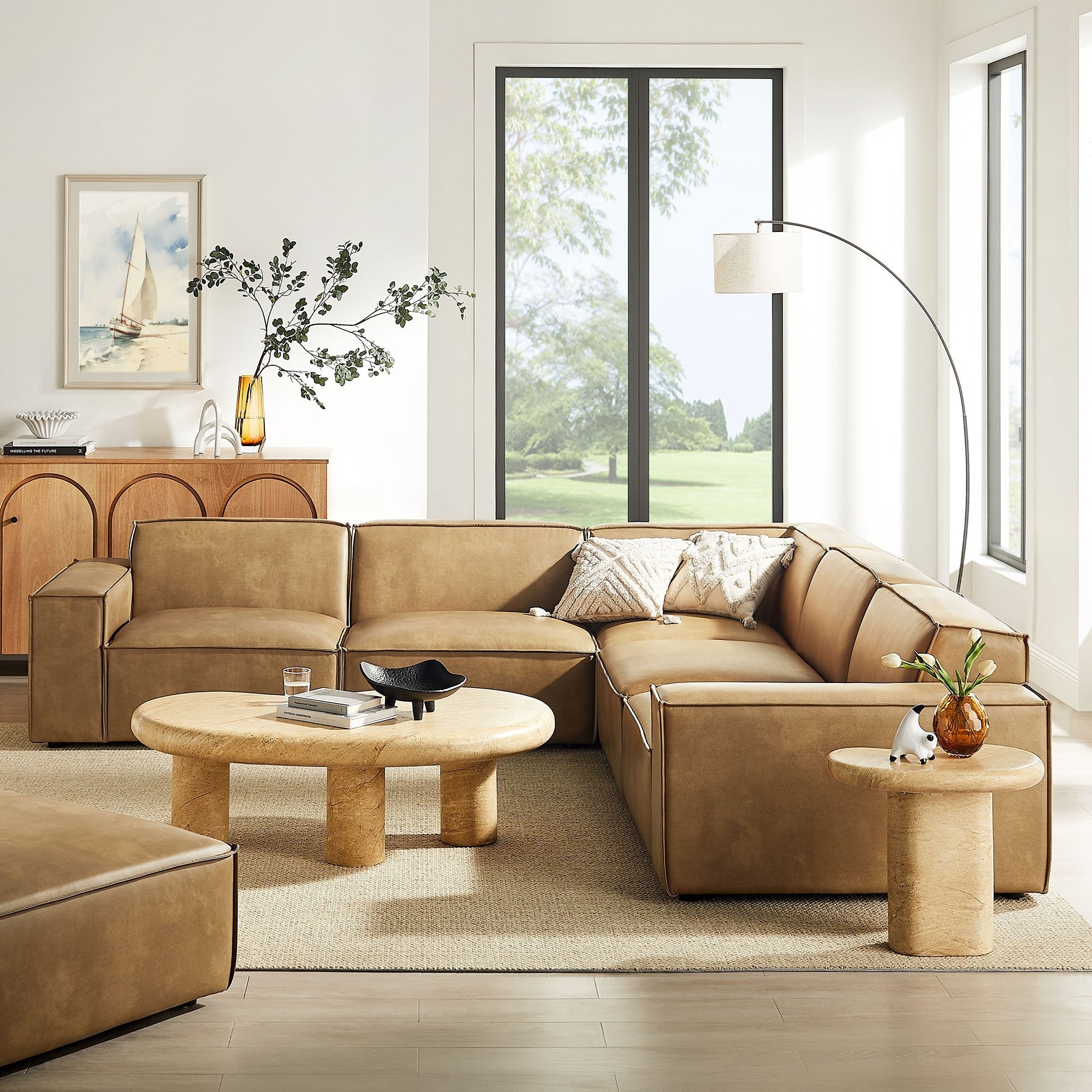 Restore 5 Piece Vegan Leather Modular L Shaped Sofa