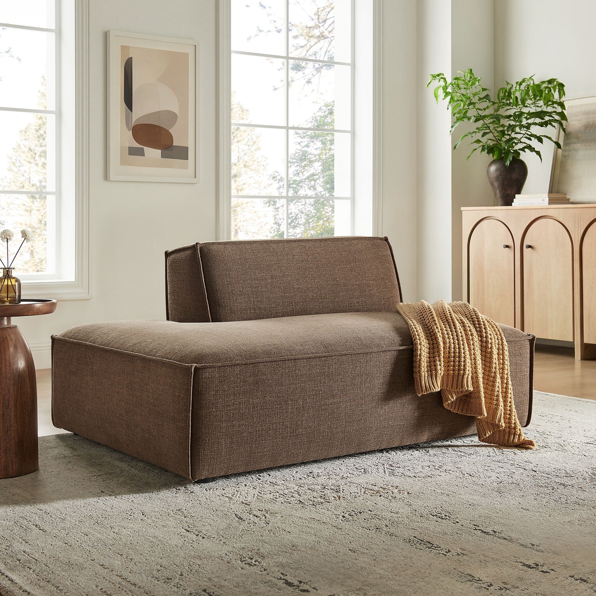 Restore Performance Fabric Upholstered Left Facing Armless Modular Chaise