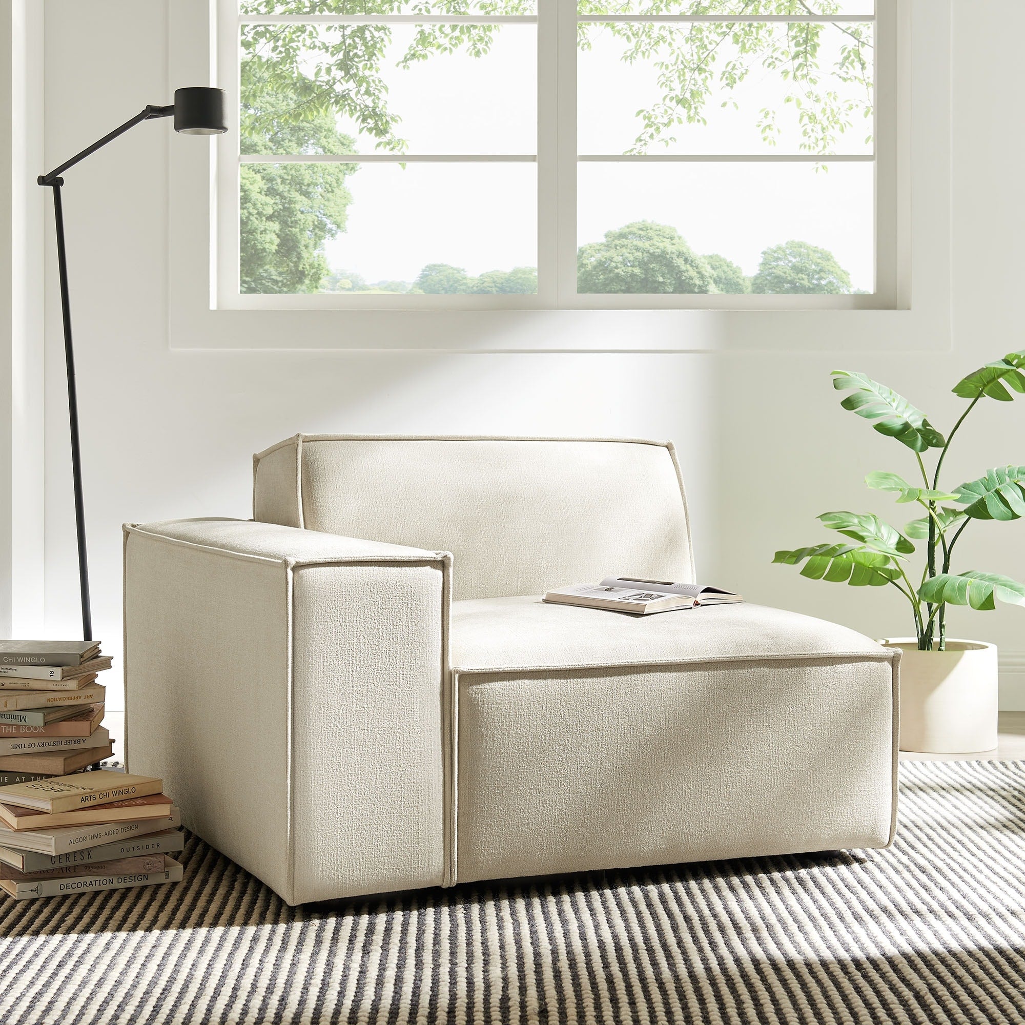 Restore Performance Fabric Upholstered Left Facing Modular Lounge Chair