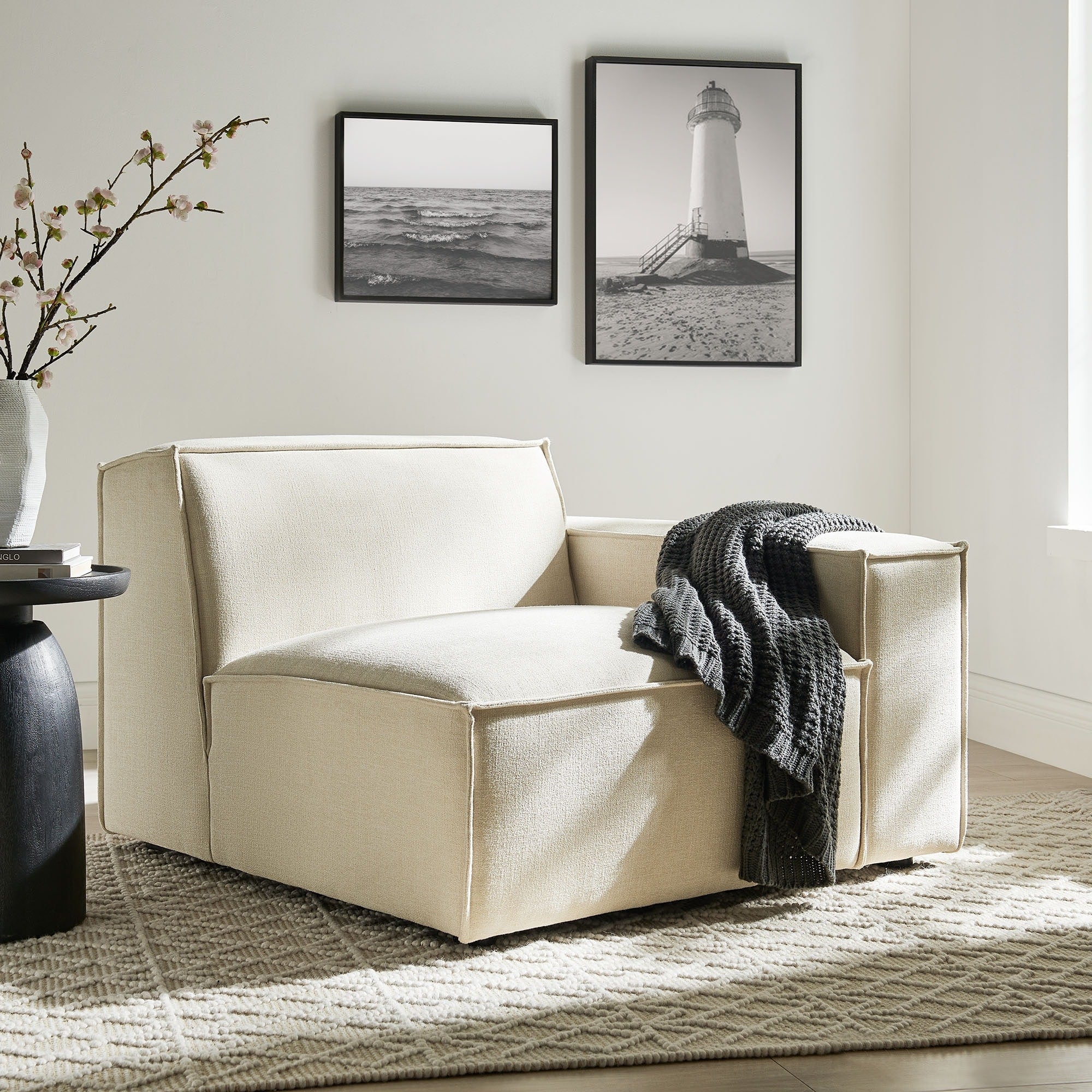 Restore Performance Fabric Upholstered Right Facing Modular Lounge Chair