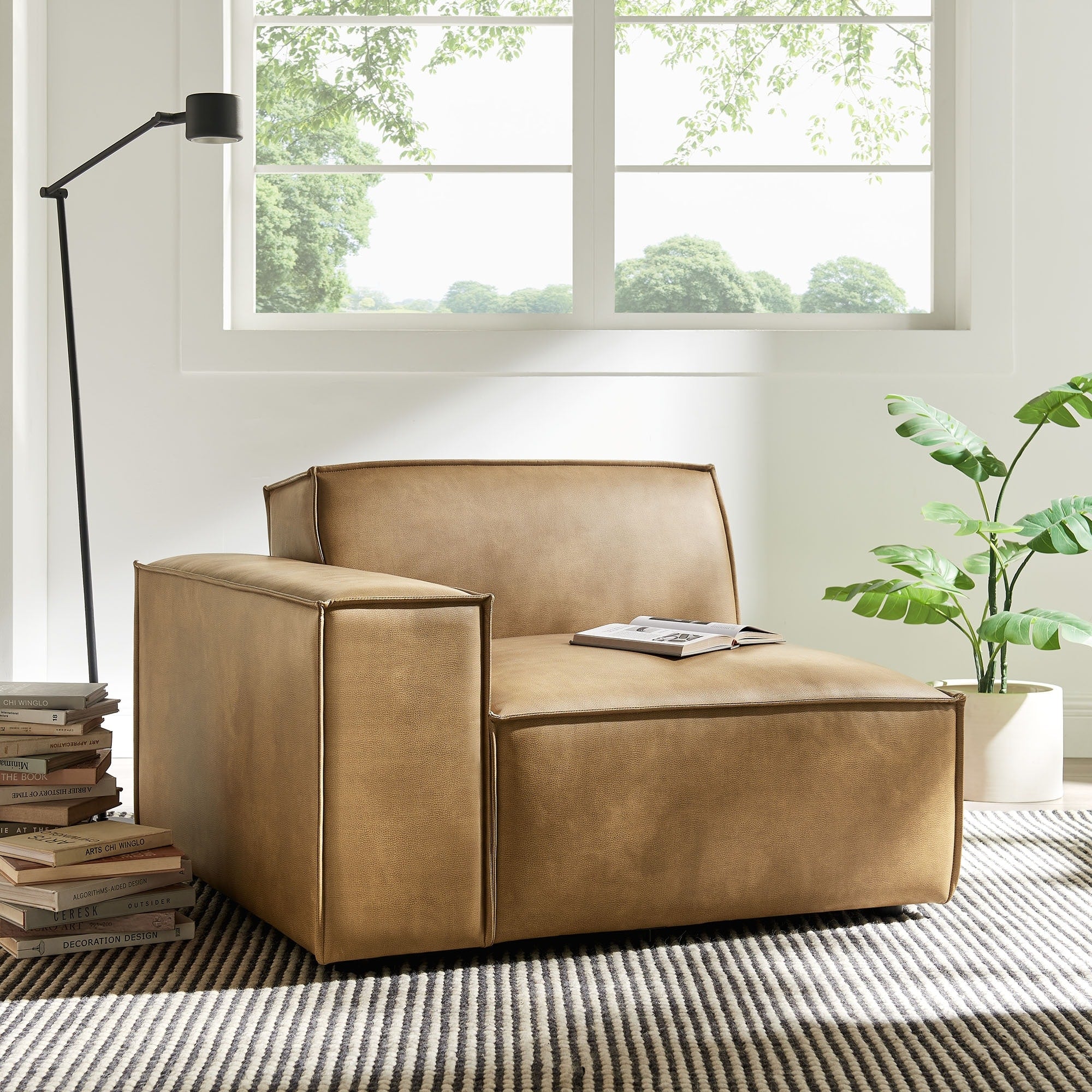 Restore Vegan Leather Left Facing Modular Lounge Chair