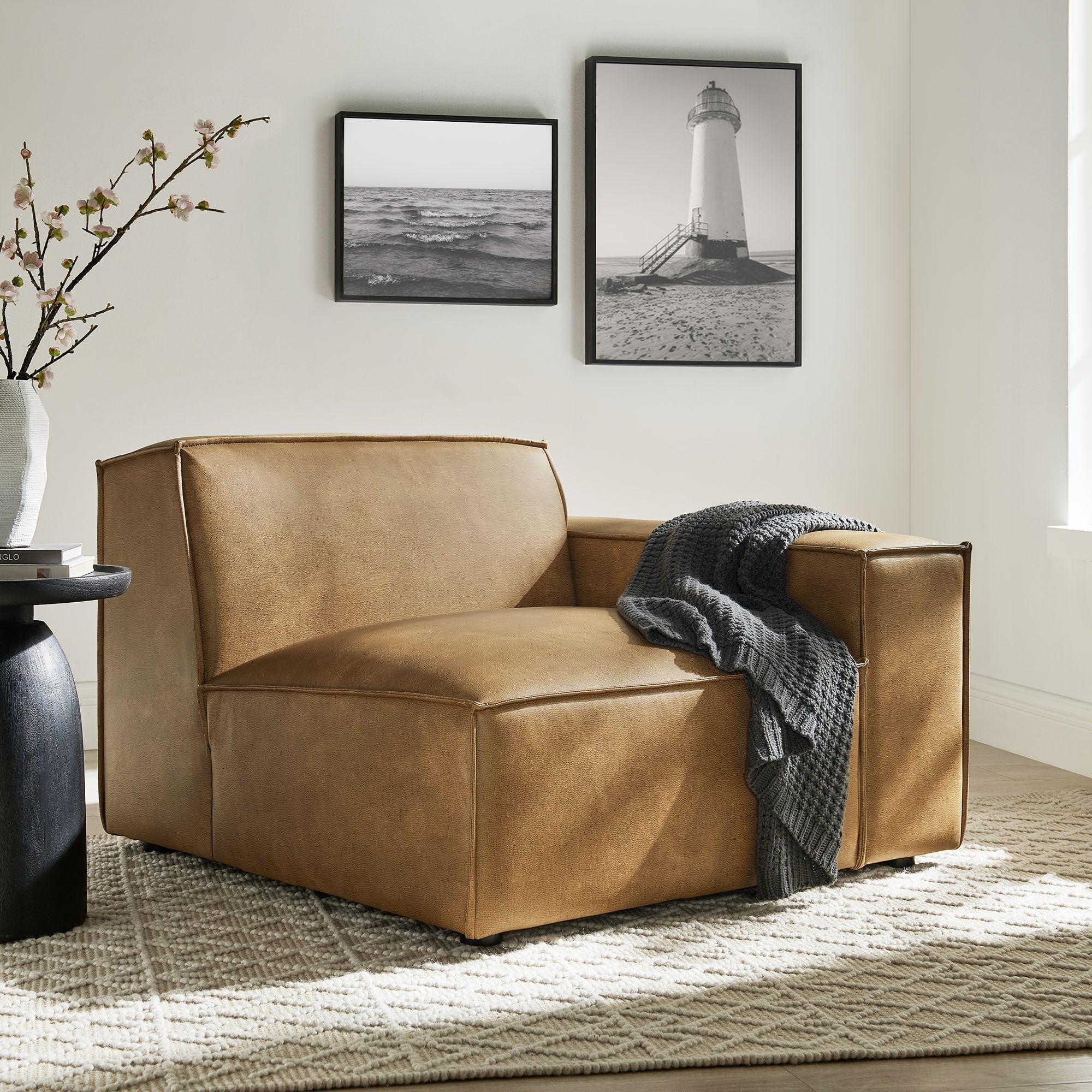 Restore Vegan Leather Right Facing Modular Lounge Chair