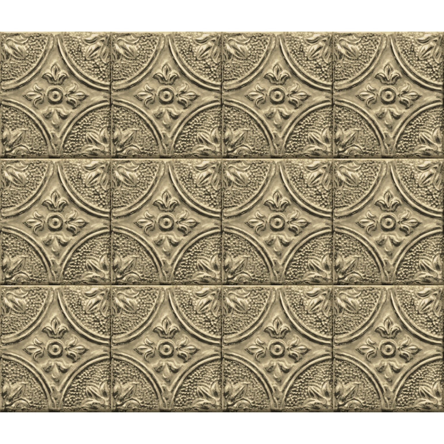 Restored Tile Brass Peel Stick Backsplash Tiles 72In X 18In X 0.025In