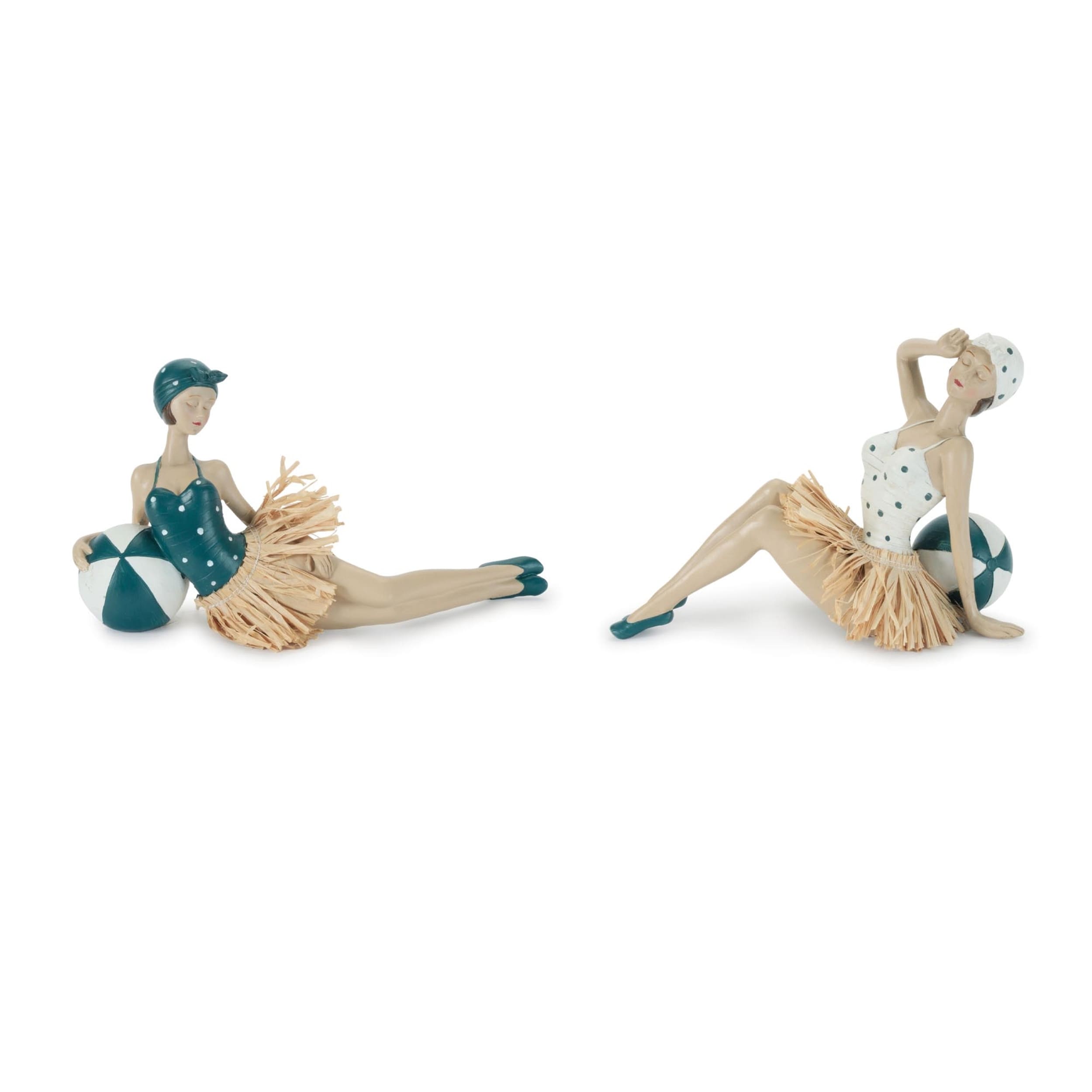 Retro Beach Babe Figurine Set Of 2