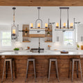 Retro Industrial Iron Pendant With Alabaster Candle Shade