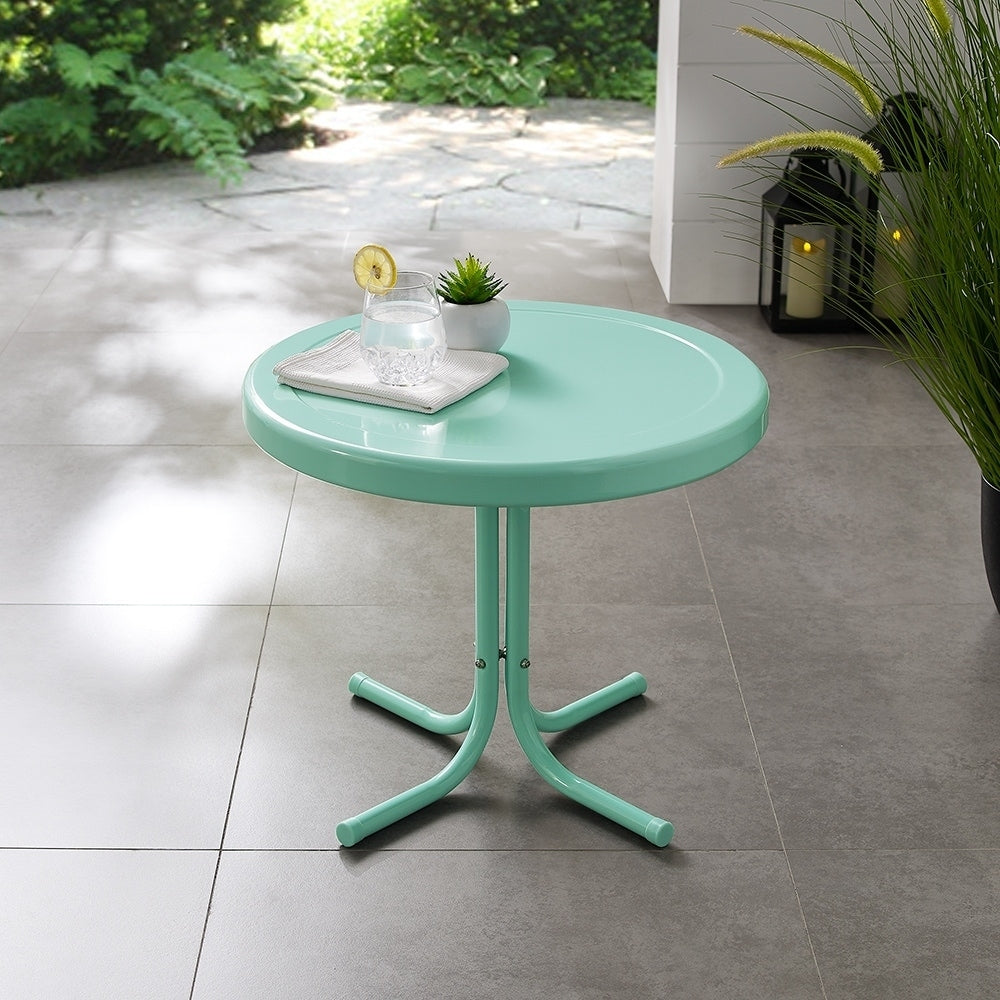 Crosley Furniture Aqua Metal Retro Side Table