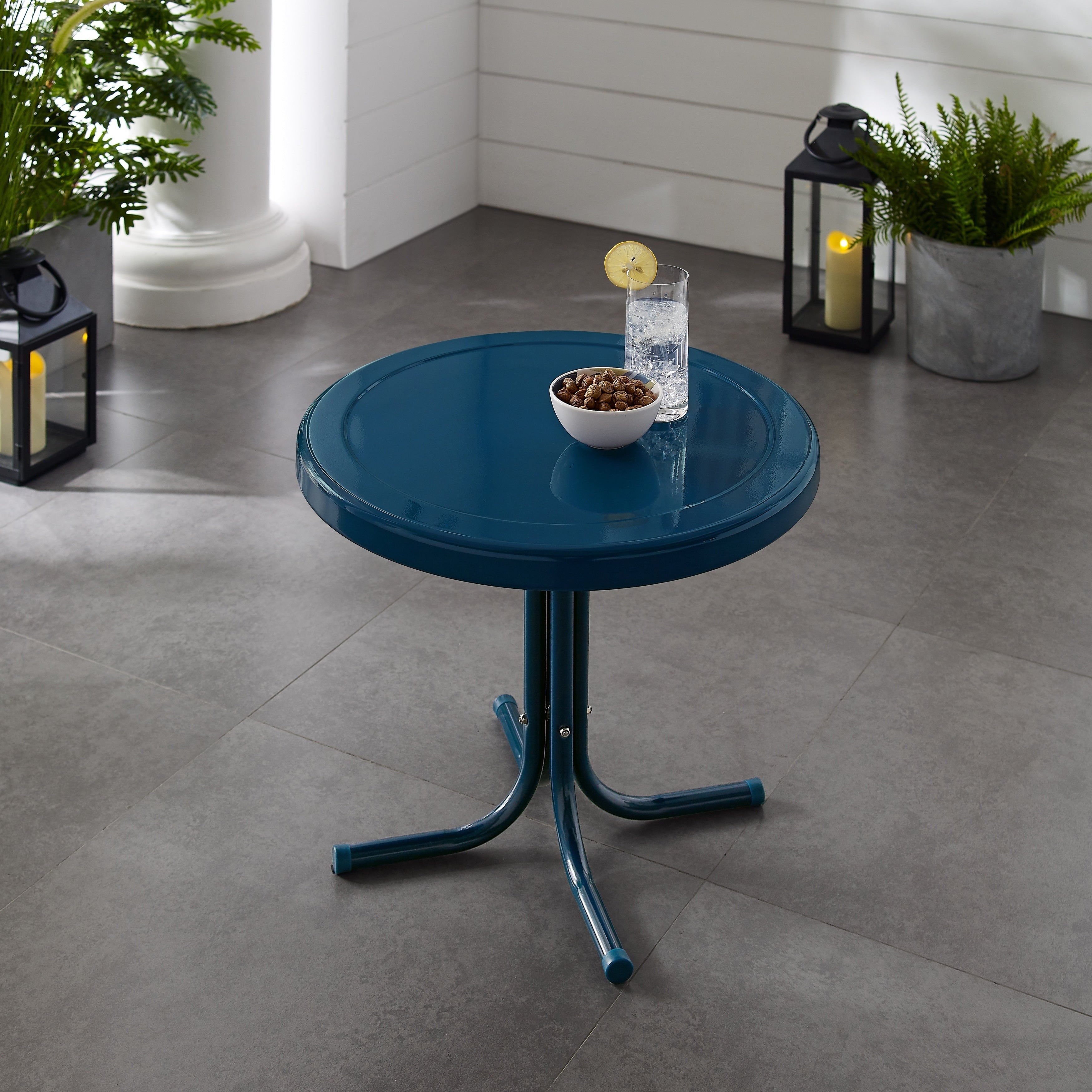 Crosley Furniture Retro Navy Metal Side Table