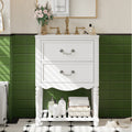 Retro Palace 24 Freestanding Bathroom Vanity With Ceramic Sink Wave Design Soft Close Drawers Open Shelf By Gdfstudio