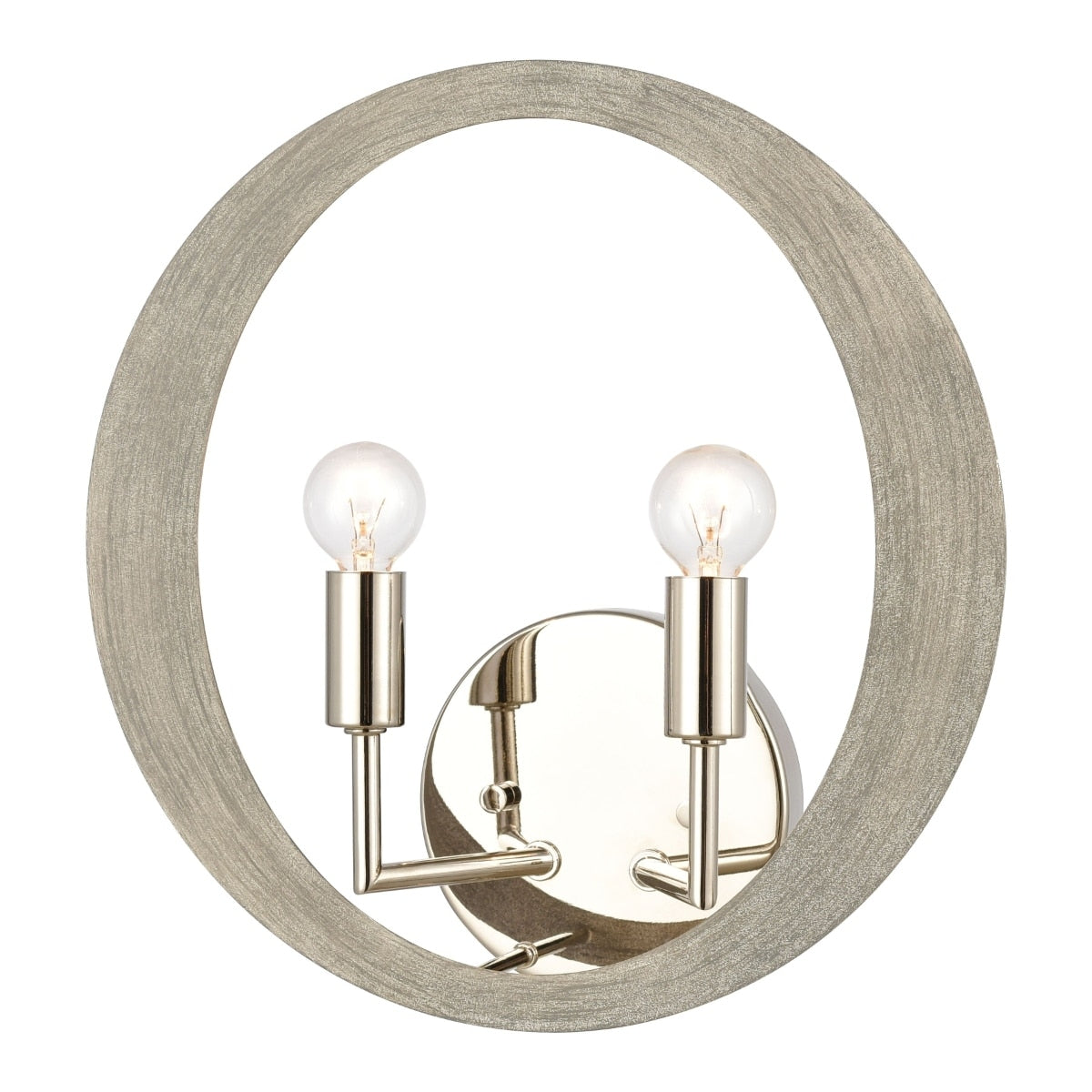Retro Rings 12 High 2 Light Sconce Sandy Beechwood 12 Inch Tall
