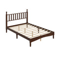 Full Queen King Retro Style Wood Platform Bed With Gourd Headboard And Wooden Slat Support