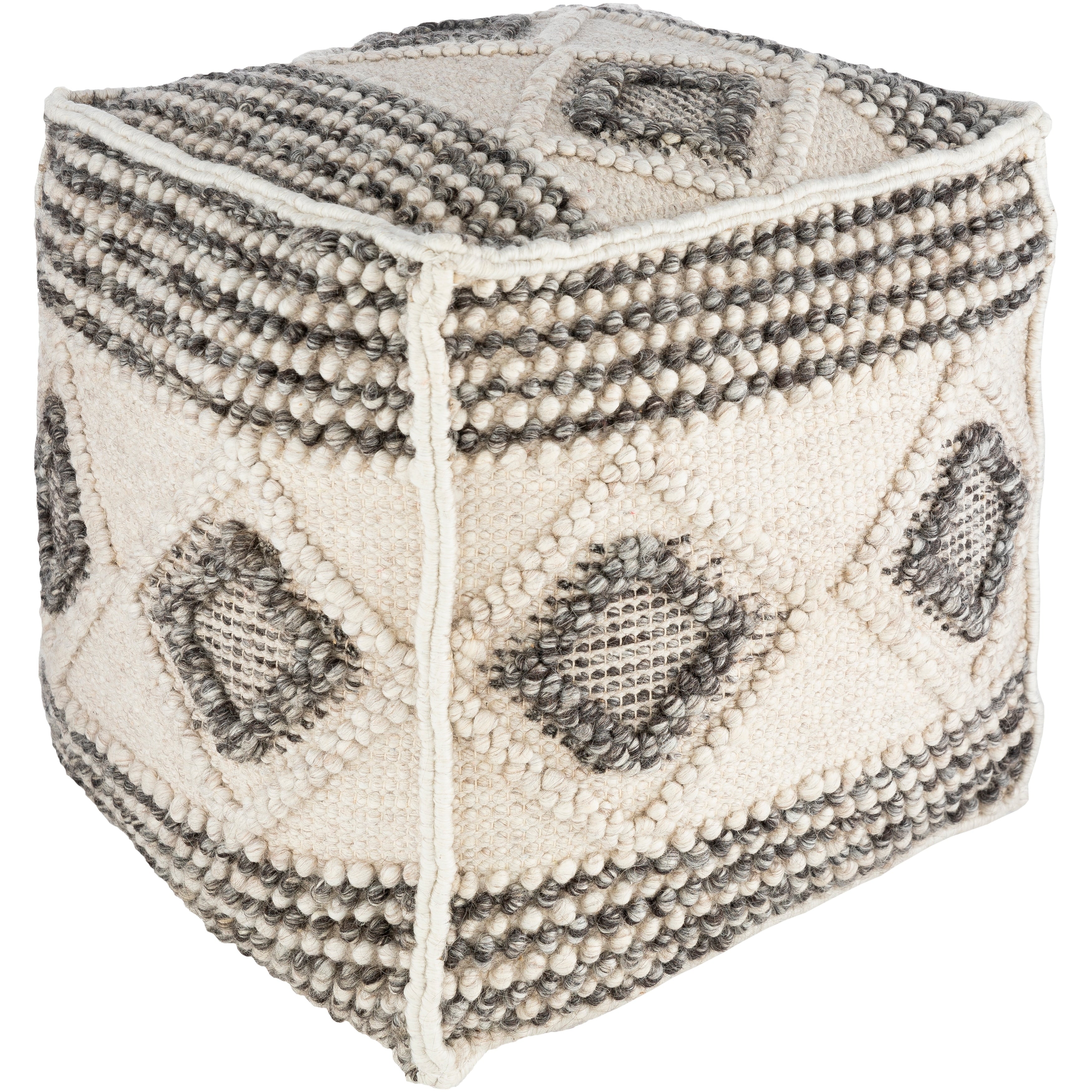 Retta Global Textured 18 Inch Square Pouf