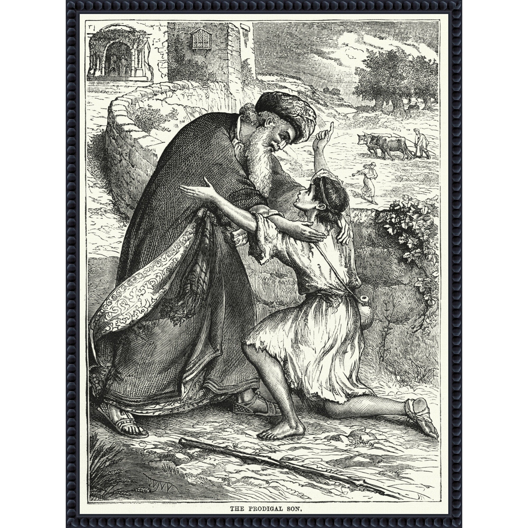 Return Of The Prodigal Son By English School Framed Canvas Wall Art Print