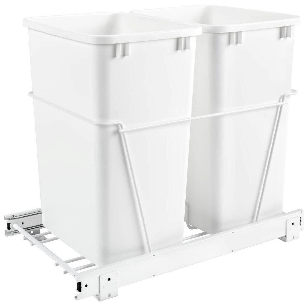 Rev A Shelf Rv 18Pb 2 S Rv Series Bottom Mount Double Bin Trash Can For 18 Base Cabinets 35 Quart Capacity White