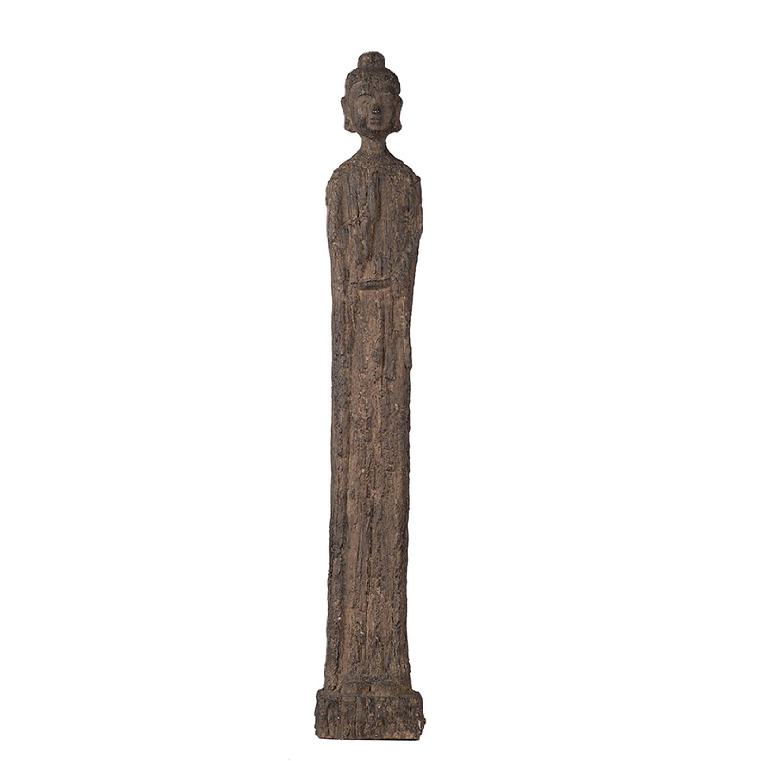 Reva Standing Buddha Sculpture Distressed Brown Polyresin 24 Inch