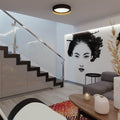 Afx Reveal 12 Inch Black And Gold Led Flush Mount White Acrylic Shade