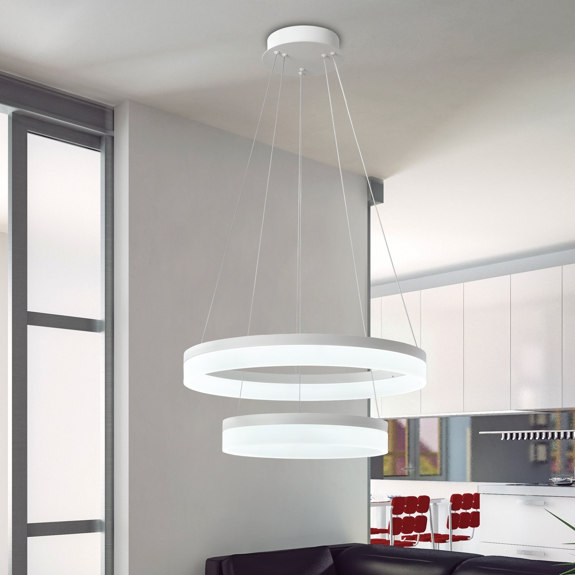 Revelio White 2 Light Led Pendant With Clear Shade