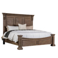 Reven Queen Bed Weathered Oak Solid Wood Intricate Carved Details