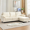 Reversible L Shaped Chenille 3 Seat Modular Sectional Sofa