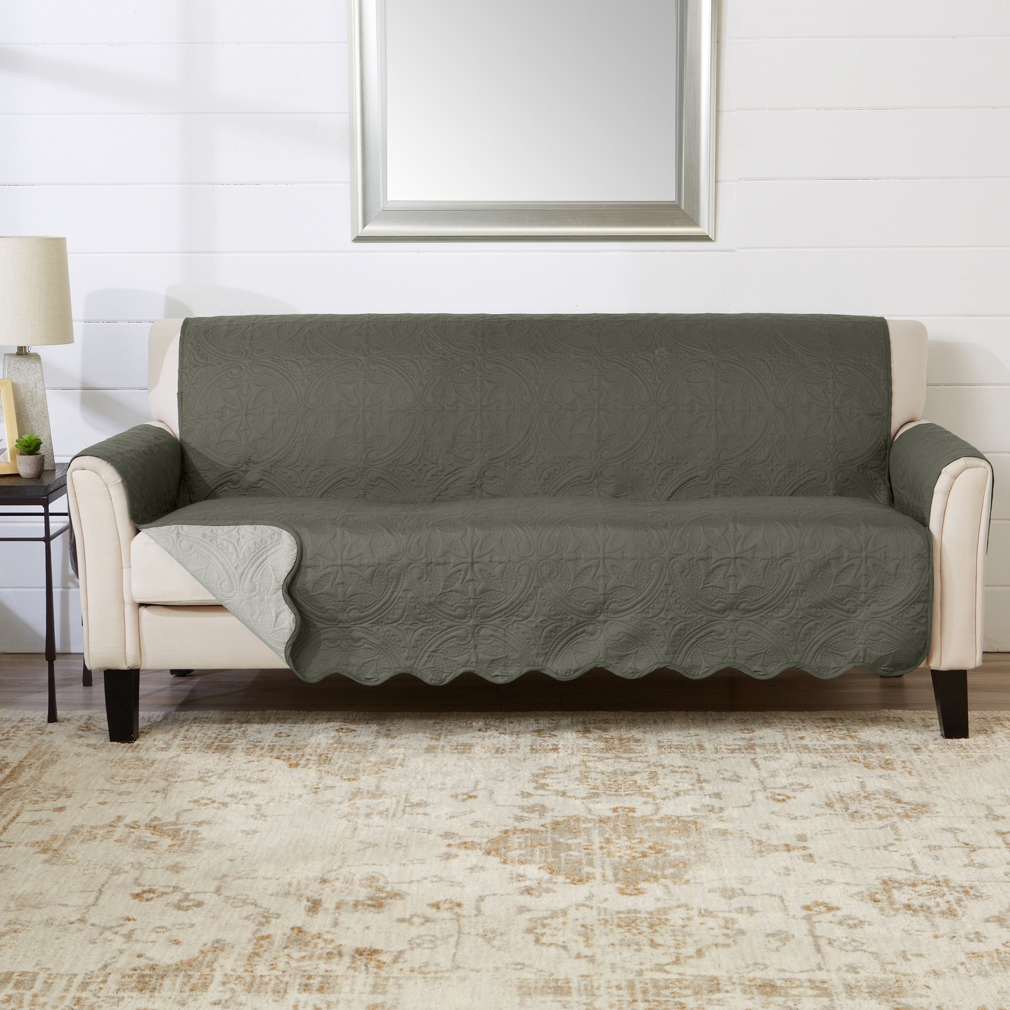 Great Bay Home Elenor Solid Reversible Sofa Furniture Protector