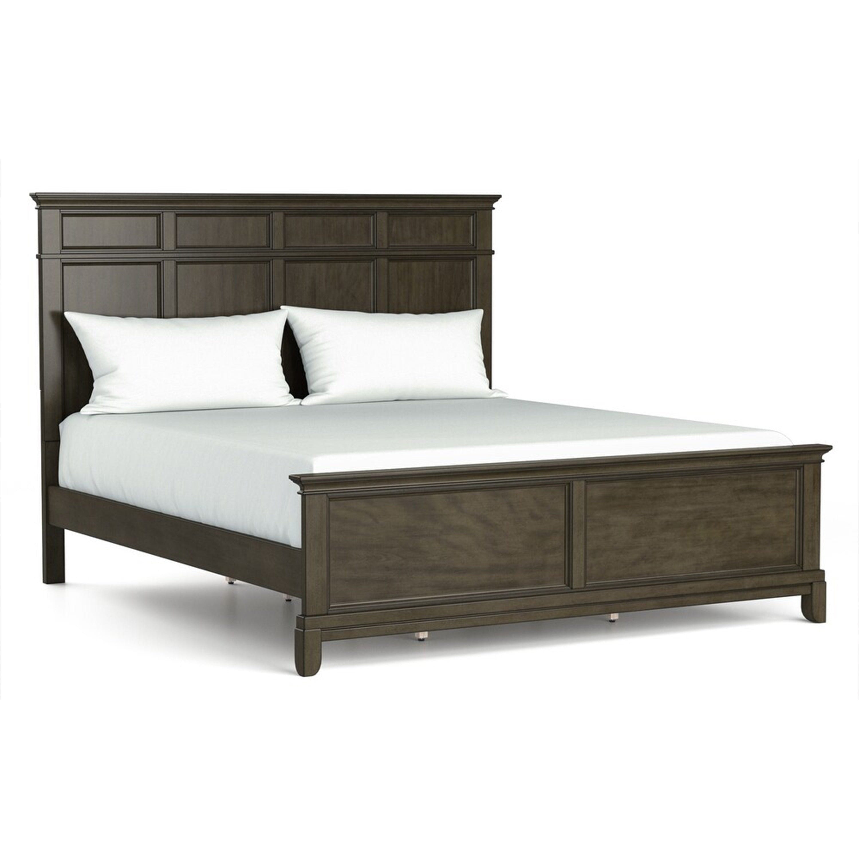 Revy Queen Size Bed Traditional Crown Moldings Gray Solid Wood
