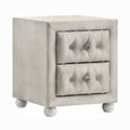 Rex Nightstand 2 Drawers Classic Crystal Tufted Beige Upholstery