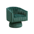 Rex Swivel Accent Chair Barrel Channel Stitched Velvet Green
