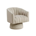 Rex Swivel Accent Chair Barrel Channel Stitched Velvet Taupe Brown