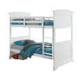 Rexo Twin Over Twin Bunk Bed With Ladder Plank Style Headboard White