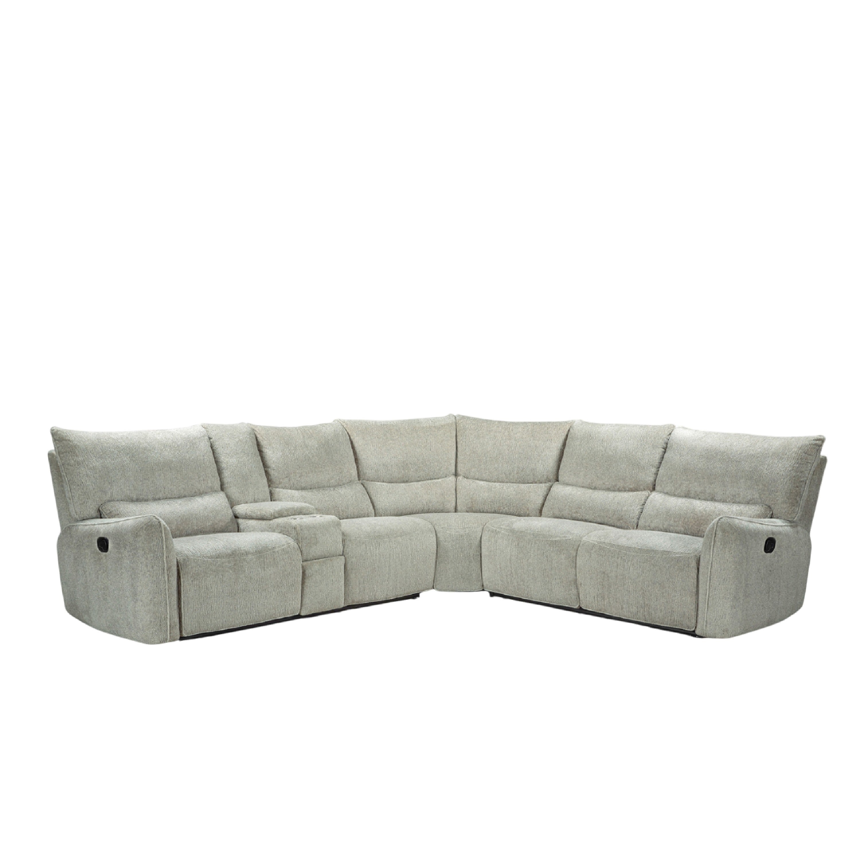 Rey 3Pc Manual Reclining Sectional Sofa With Console Latte Gray