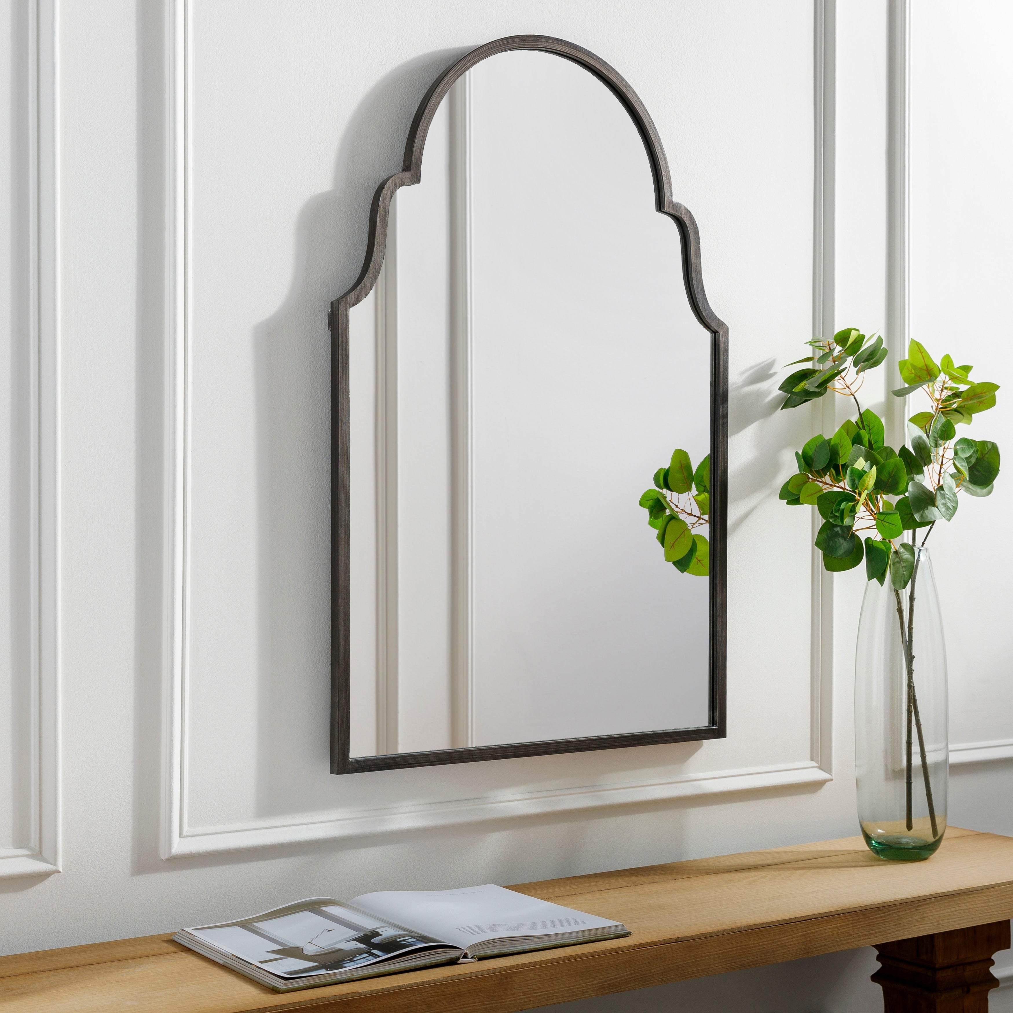 Reyansh Antiqued Silver Arched Wall Mirror 28.3 X 43.3