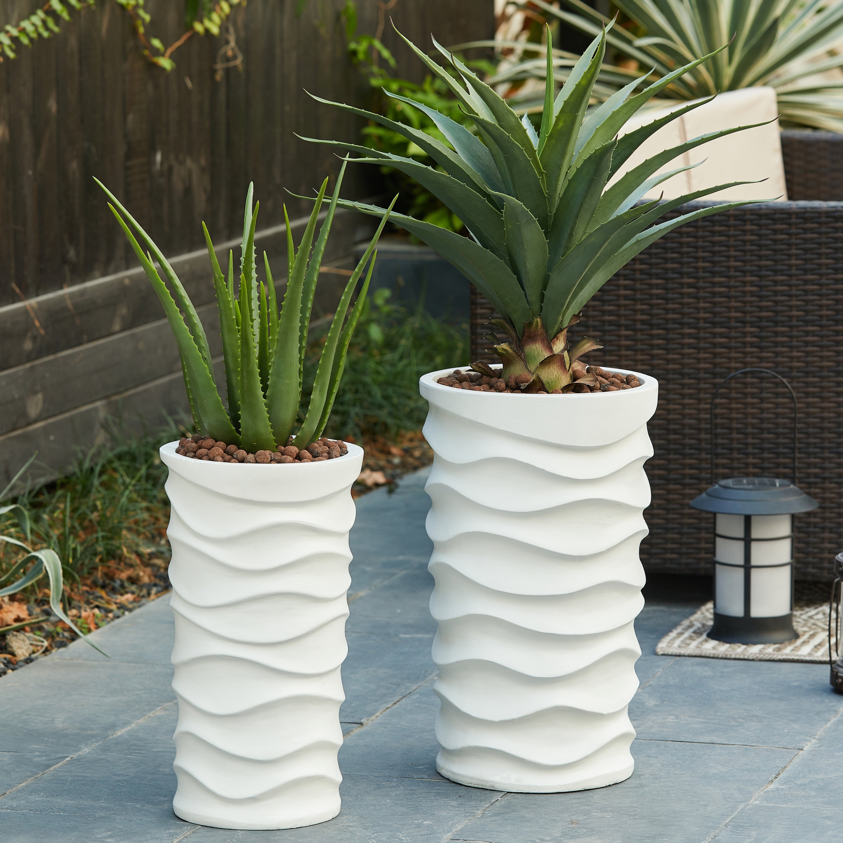 Reyis White Finish Tall Wavy Planters Set Of 2 By Havenside Home
