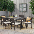 Rhode Island Outdoor 7 Piece Wicker Rectangular Dining Set By Christopher Knight Home