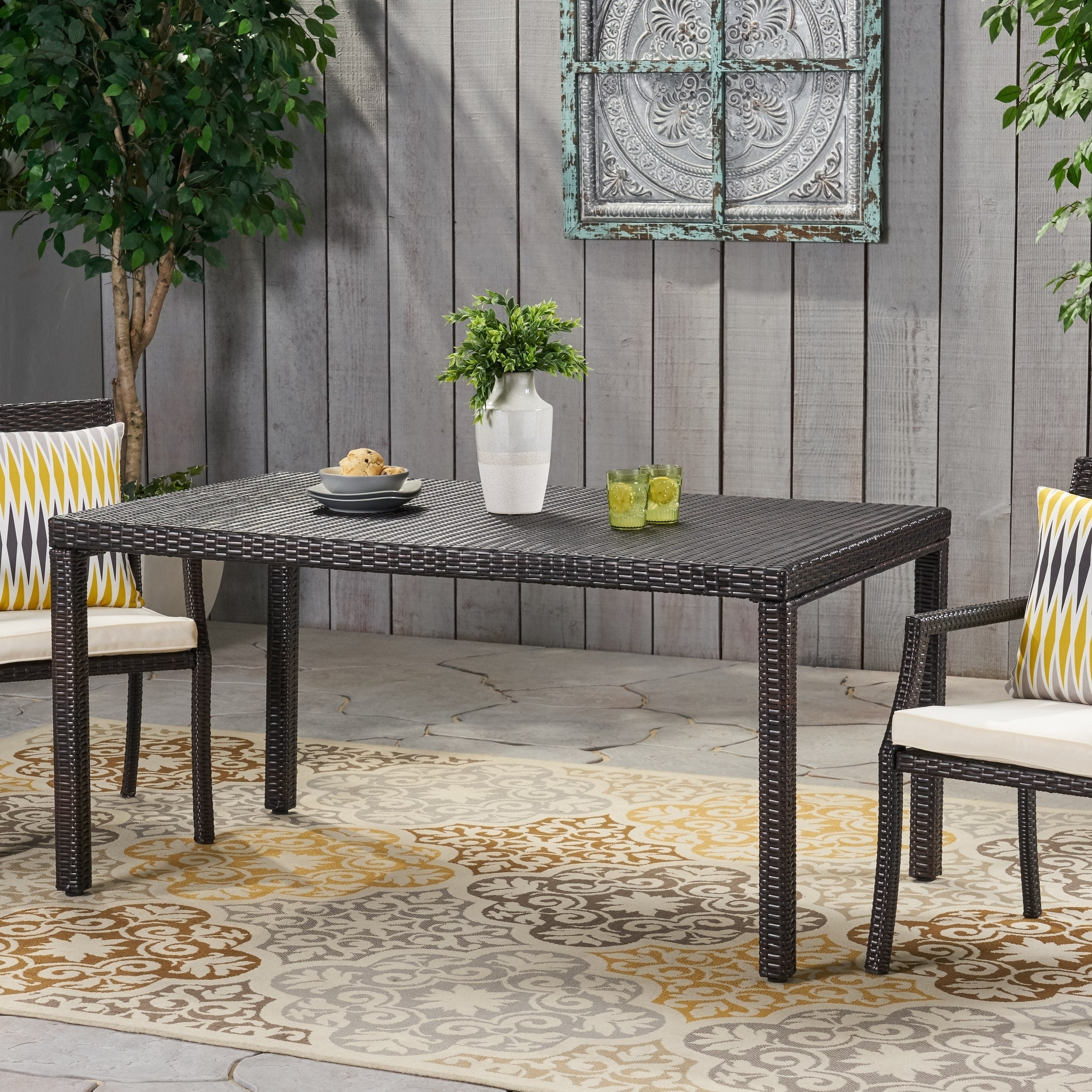 Rhode Island Outdoor Wicker Rectangular Dining Table Only By Christopher Knight Home