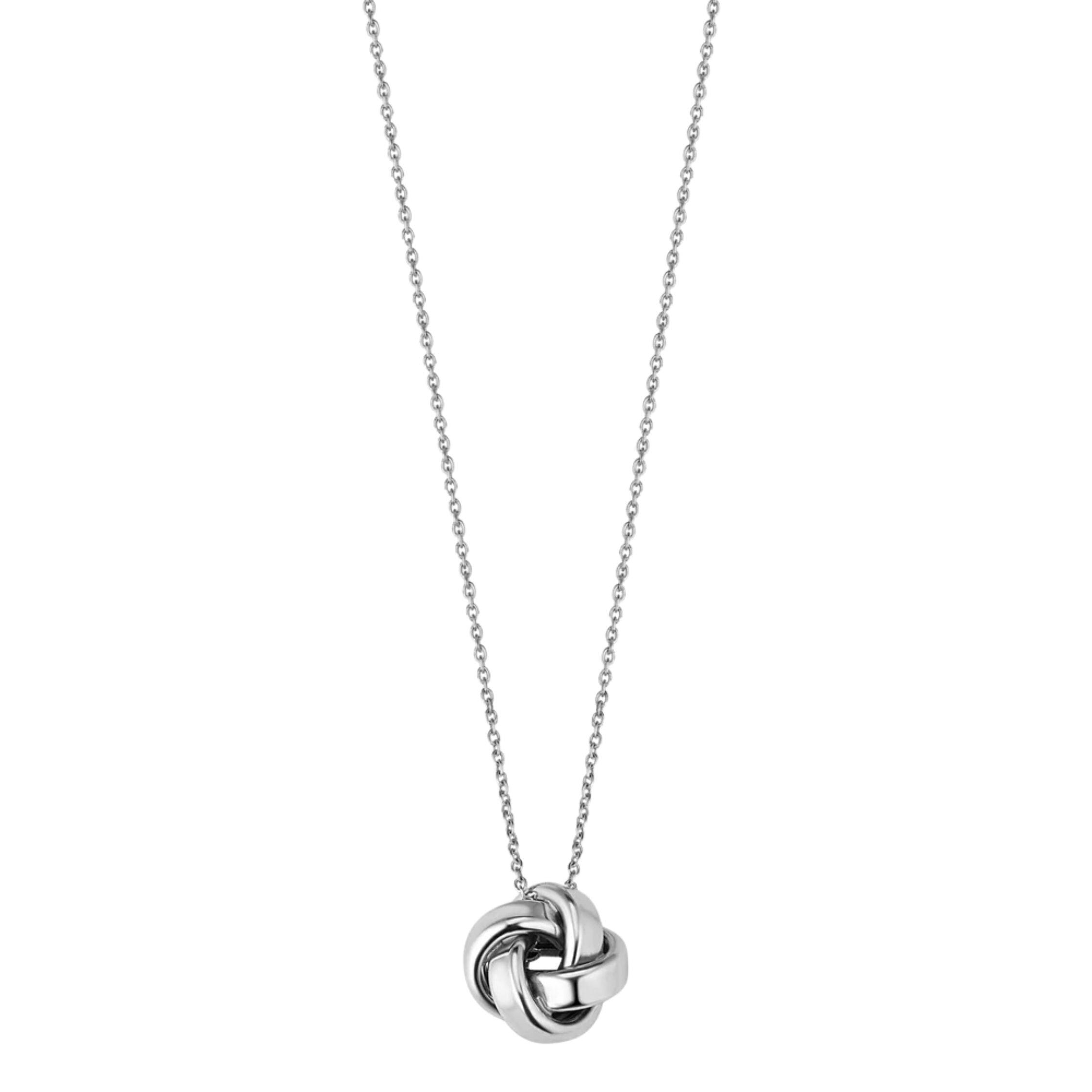 Fremada Rhodium Plated Italian Silver 14Mm Love Knot Adjustable Necklace 18 To 20 Inch