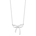 Fremada Rhodium Plated Italian Silver Bow Ribbon Adjustable Necklace 16 To 18 Inch