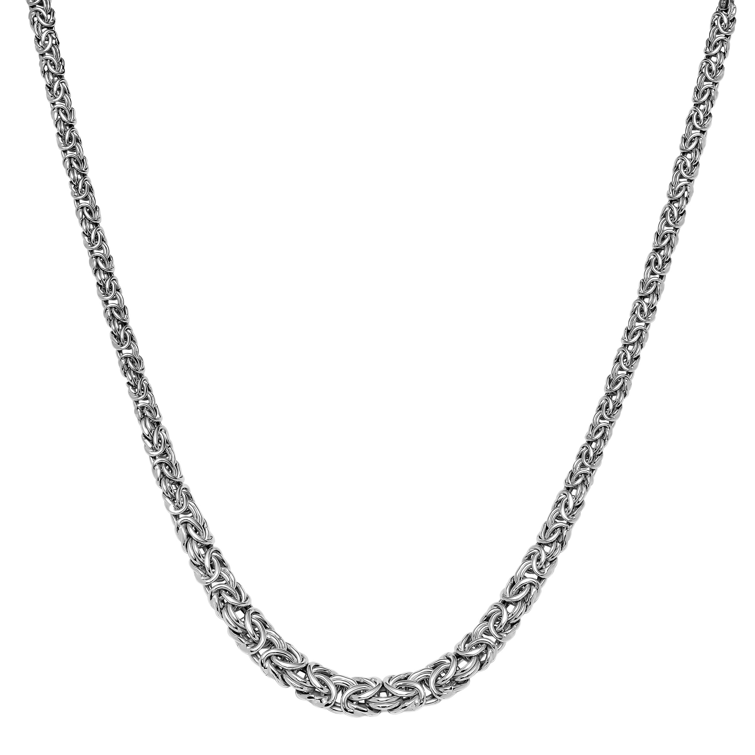 Fremada Rhodium Plated Italian Silver Graduated Byzantine Necklace 17 Inch