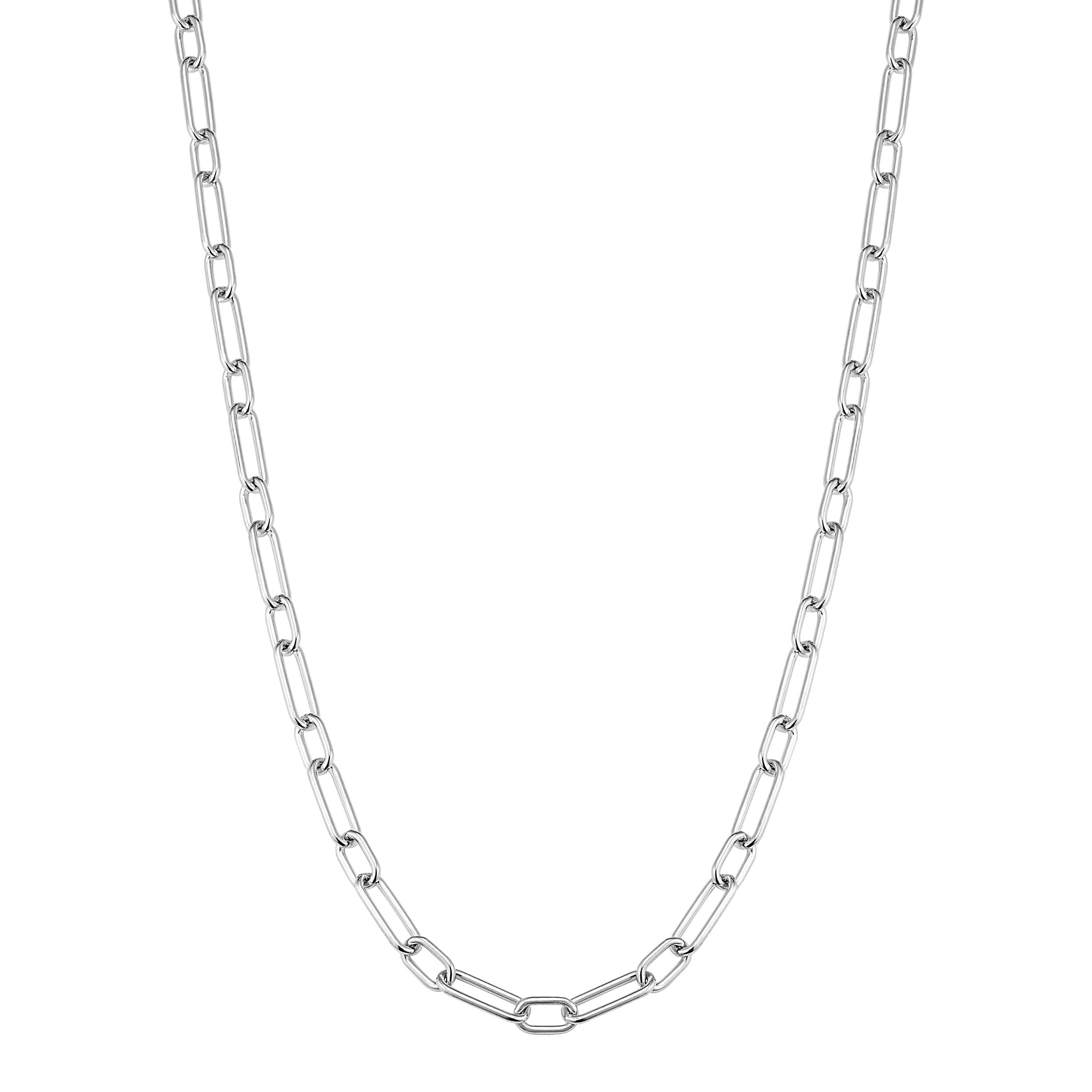 Fremada Rhodium Plated Italian Silver Paperclip Teadrop Lock Necklace 16 Inch