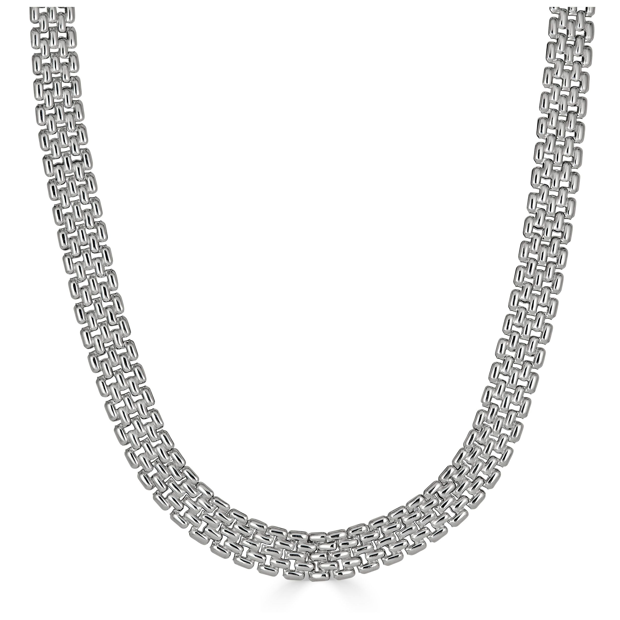 Fremada Rhodium Plated Silver 12Mm Fancy Link Adjustable Necklace 16 To 18 Inch