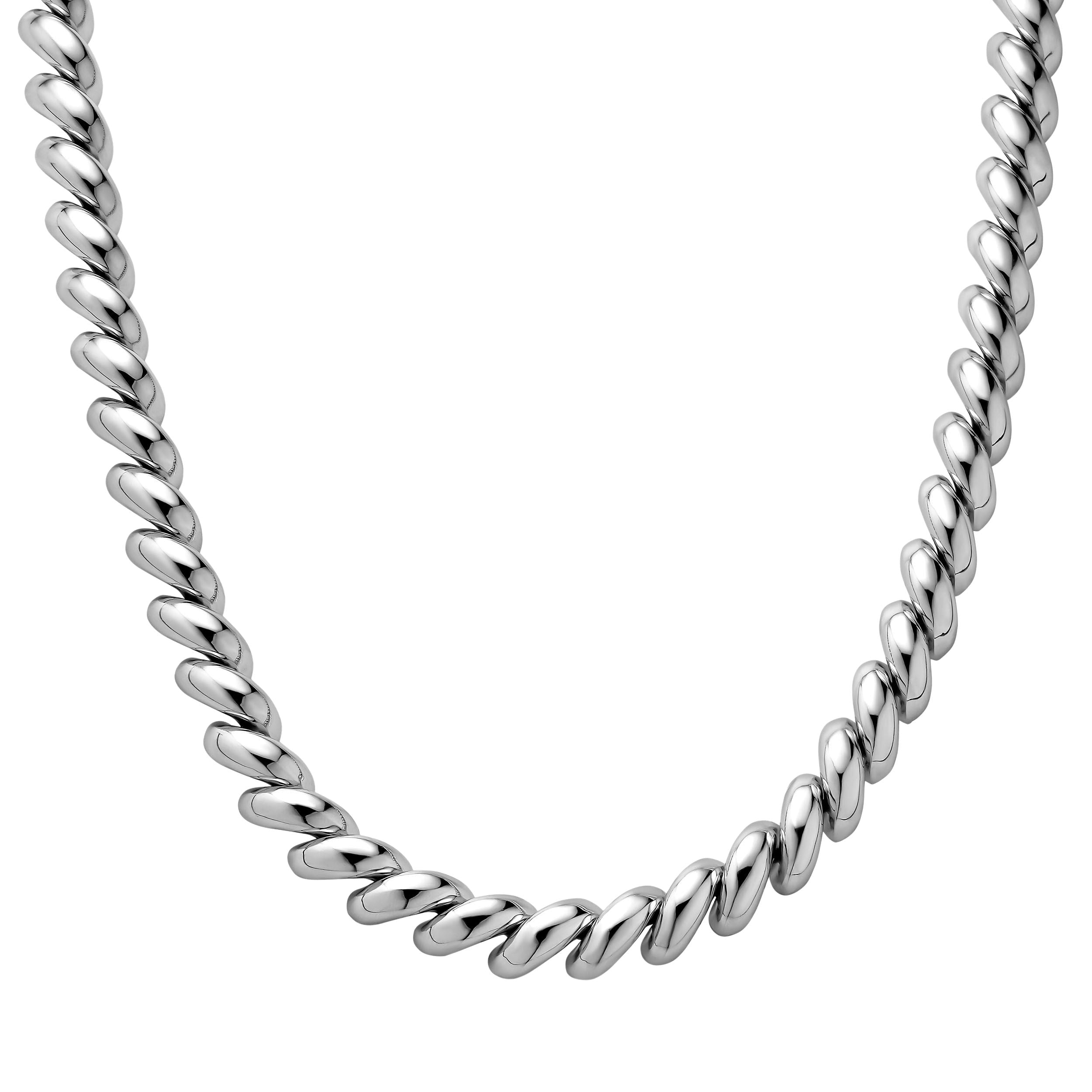 Fremada Rhodium Plated Silver 9.3Mm San Marco Link Necklace 17 Inch